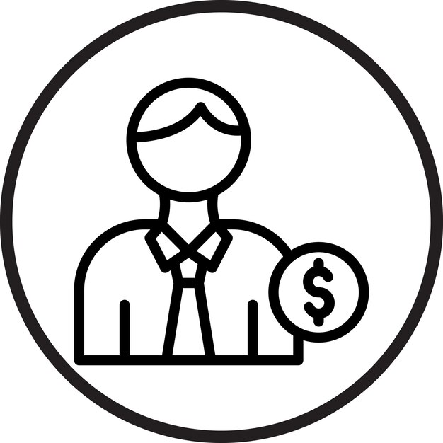 Vector a man in a business suit is standing in a circle with a dollar bill in the middle