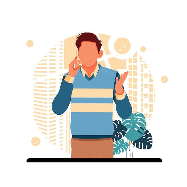 Vector a man calling a client, flat design concept.