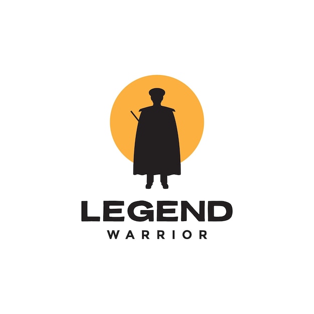 男キャプテン戦士マント伝説シルエット ロゴ デザイン ベクトル アイコン イラスト