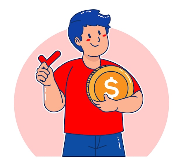 A man carries dollar coins