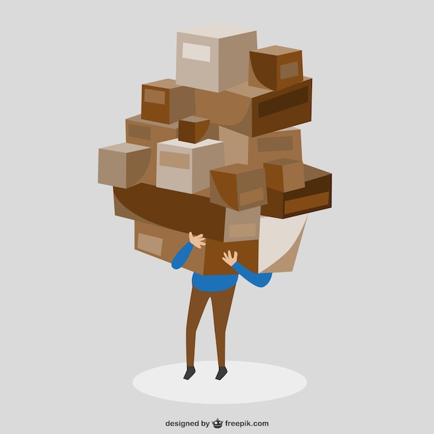 Vector man carrying boxes