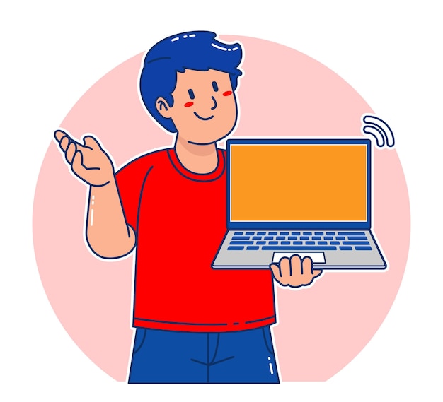 man carrying a laptop