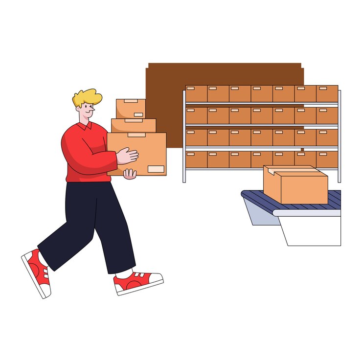Vector man carrying order to office