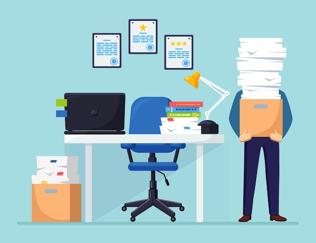 Man carrying workload in office