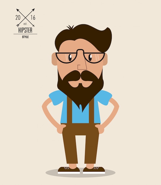 Vector man cartoon icon. hipster style.