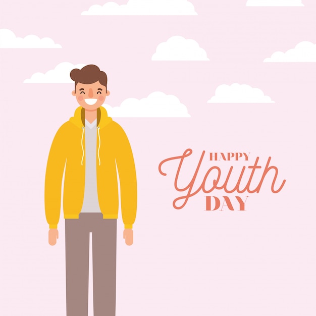 Man cartoon smiling of happy youth day design, Young holiday and friendship theme.