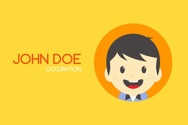 Man cartoon theme business card vector illustration