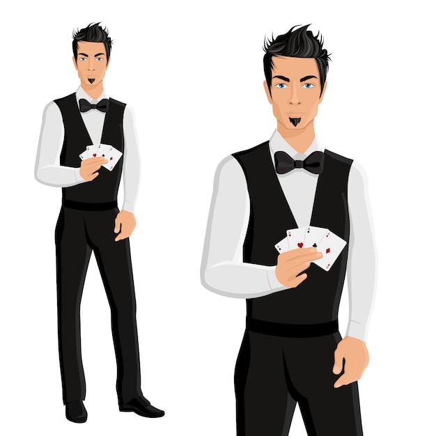 Vector man casino dealer portrait