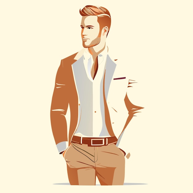 Vector man casual dress code whole body vector illustration