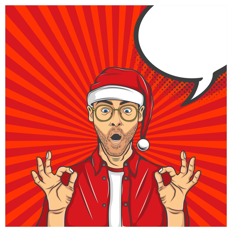 man casual with christmas hat