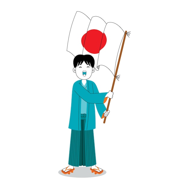 Man celebrate japan independence day vector illustration