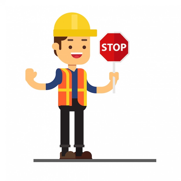 Man character avatar icon.Man holding stop sign