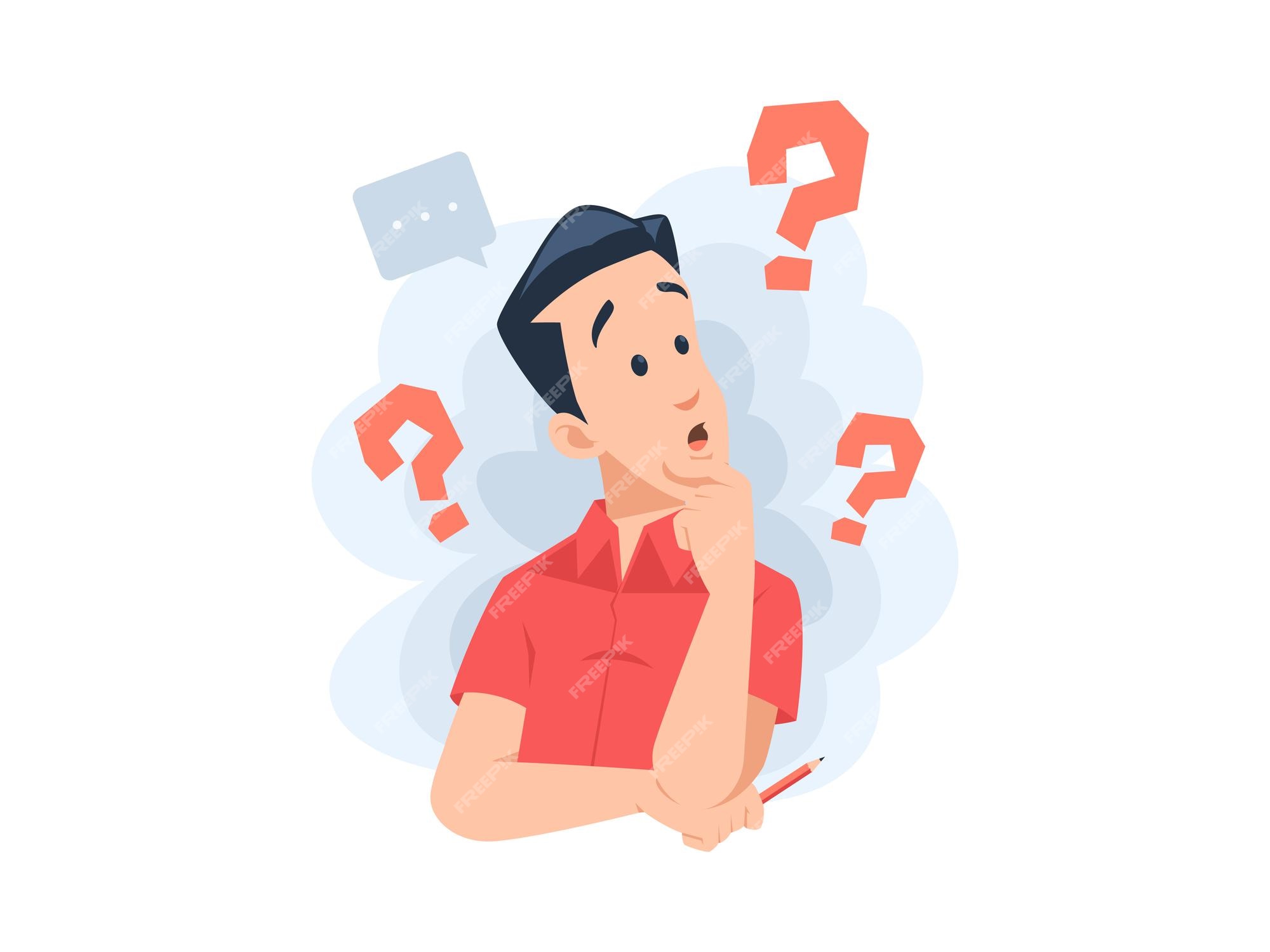 Premium Vector | Man character confuse with question mark concept  illustration in flat design