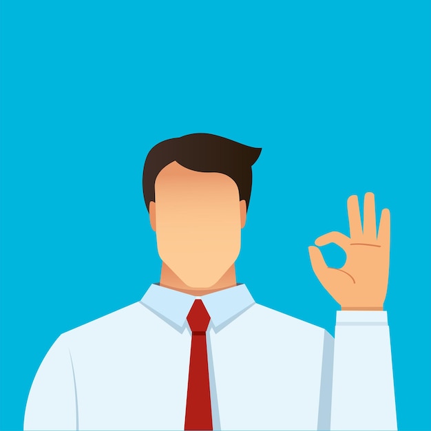 man character show hand okay vector illustration