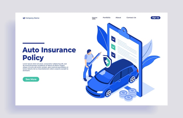 man character signing car insurance policy form and Insurance agent providing security document