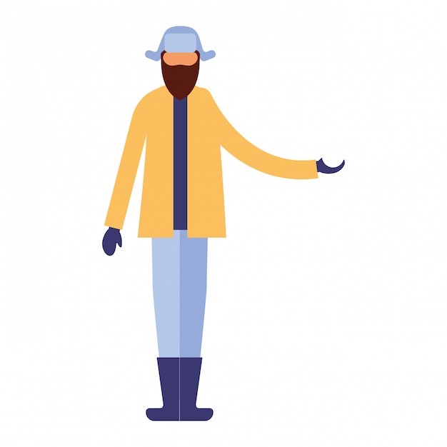 Vector man character wearing winter clothes