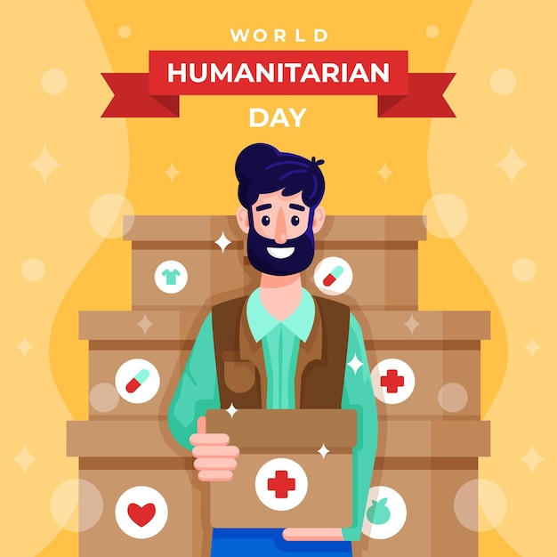Vector man character of world humanitarian day