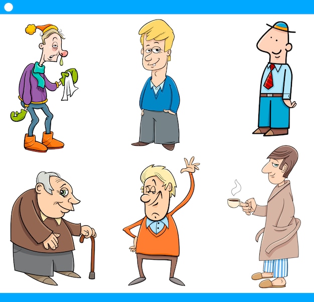 man characters cartoon set