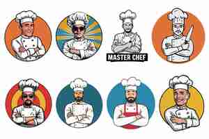 Vector man chef vector design bundle