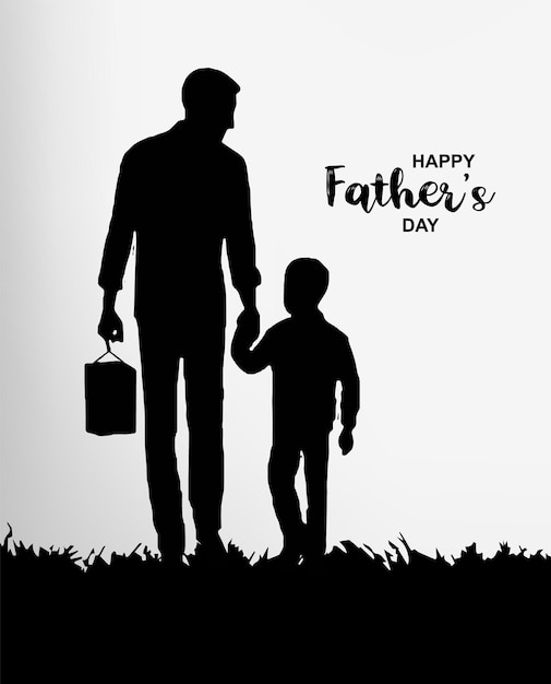 Vector a man and a child holding hands and the words happy fathers day