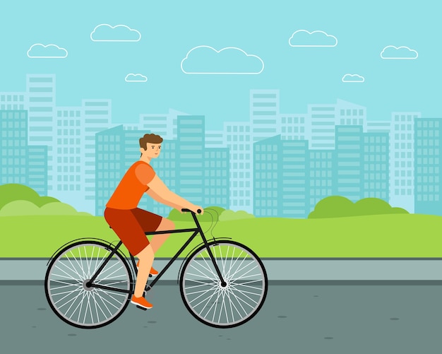 Городской велосипед человека. Белый всадник на велосипеде. плоский векторный характер.