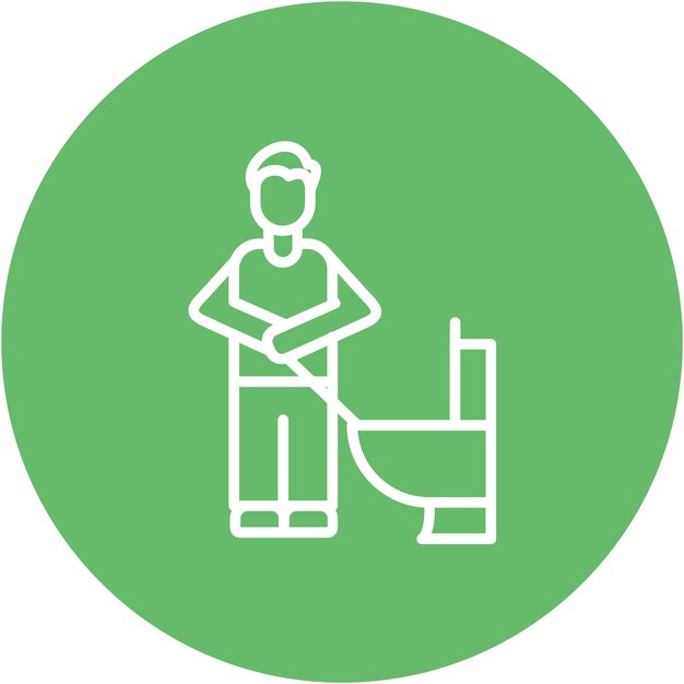 Man Cleaning Bathroom Vector Illustration Style