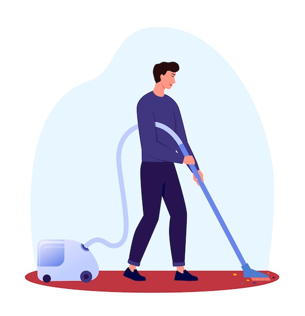 Man cleaning the floor with vacuum cleaner  Cleaning service Cleaner app Icon application