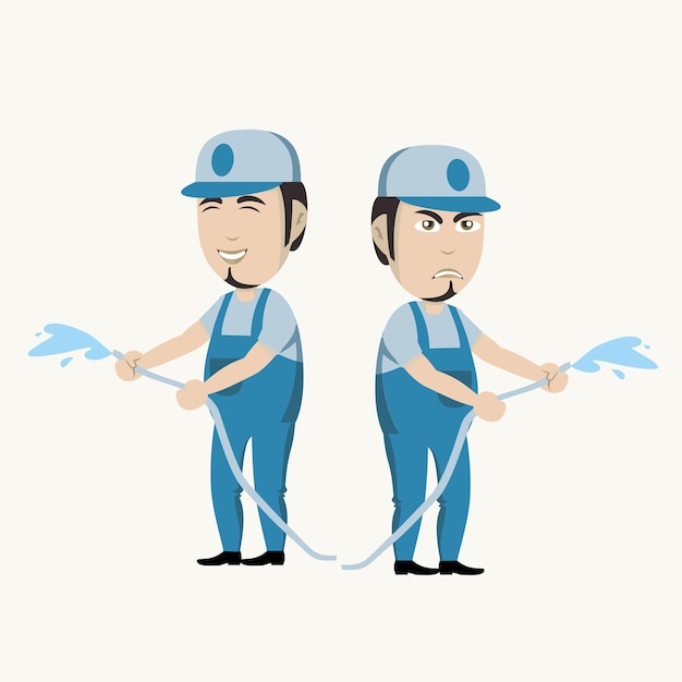 Man Cleaning Pressure Washer Character illustration vector cleaning isolated