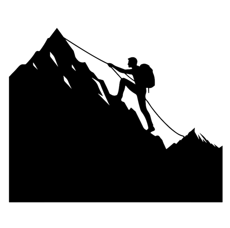 Vector a man climbing mountain mountain climb icon hiking icon symbol mountain climb illustration on is