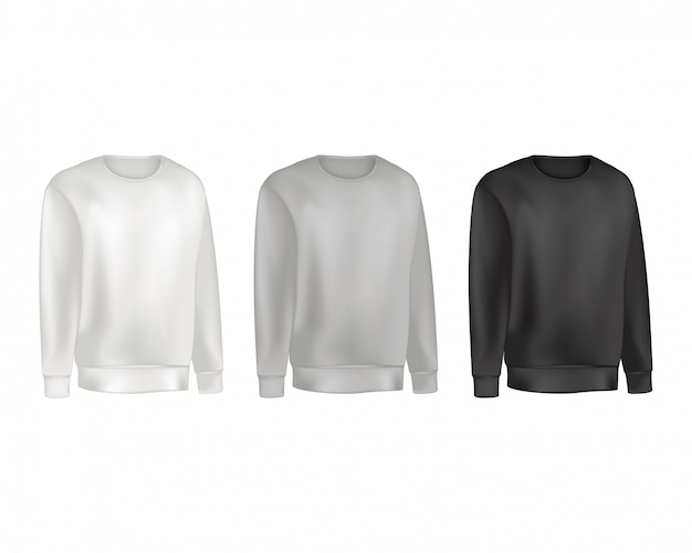 Vettore set abbigliamento uomo in felpa e maglione raglan colore grigio e nero.