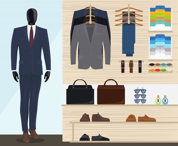 Man clothing store vector illustration