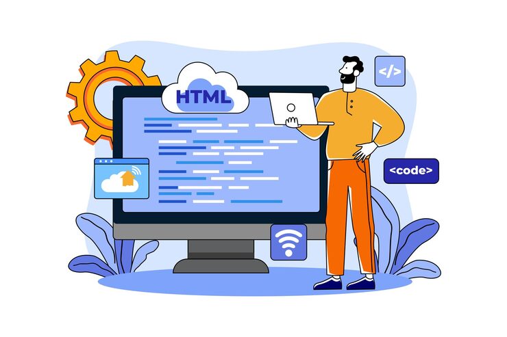 Vector man coder development programming computer