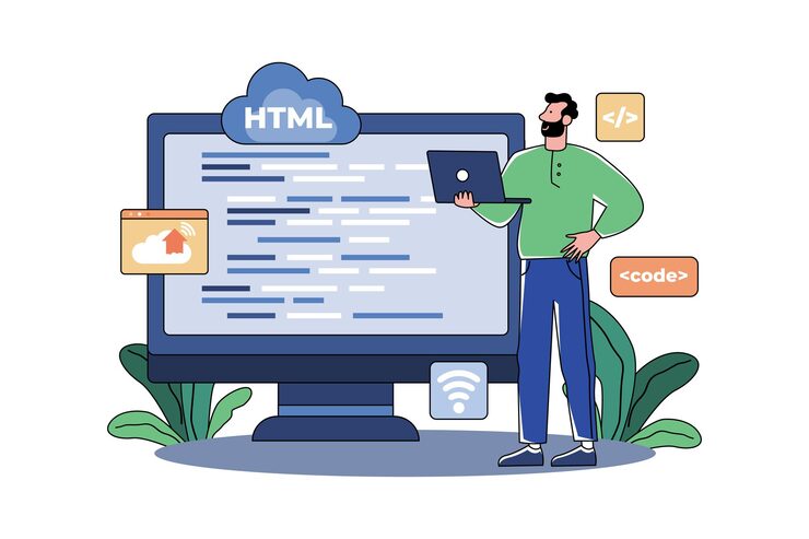 Vector man coder development programming computer