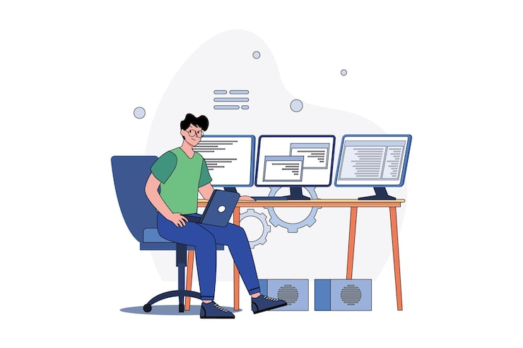 Vector man coder development programming computer
