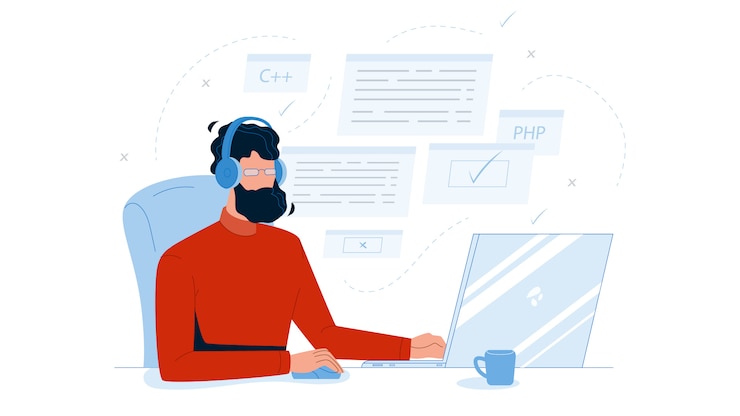 Vector man coder development programming computer