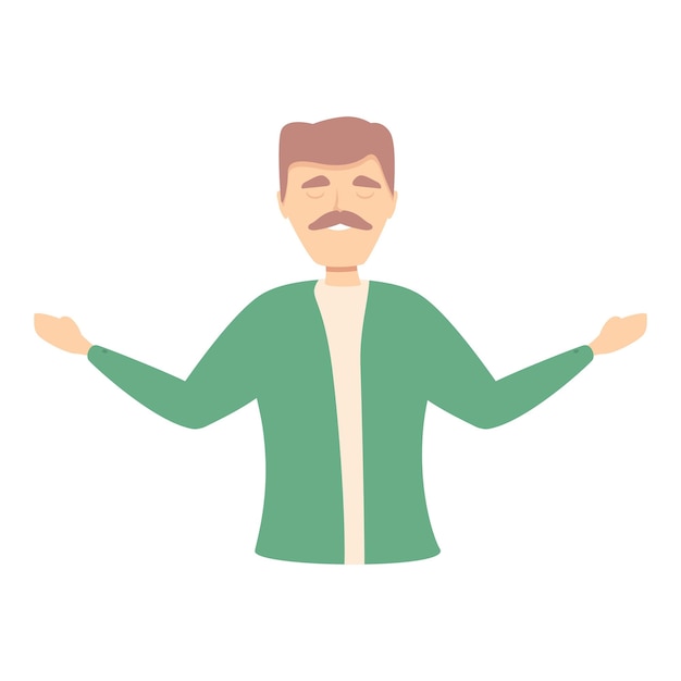 Man concentration icon cartoon vector Stress work Zen mind