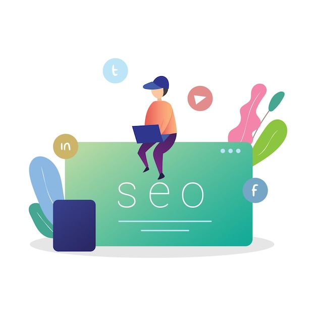 Illustrazione di seo di marketing digitale di concetto dell'uomo