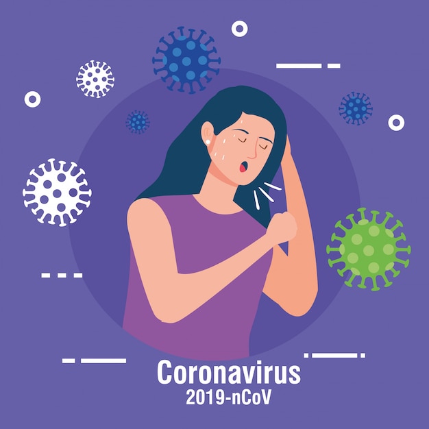 Man coughing with coronavirus miniatures