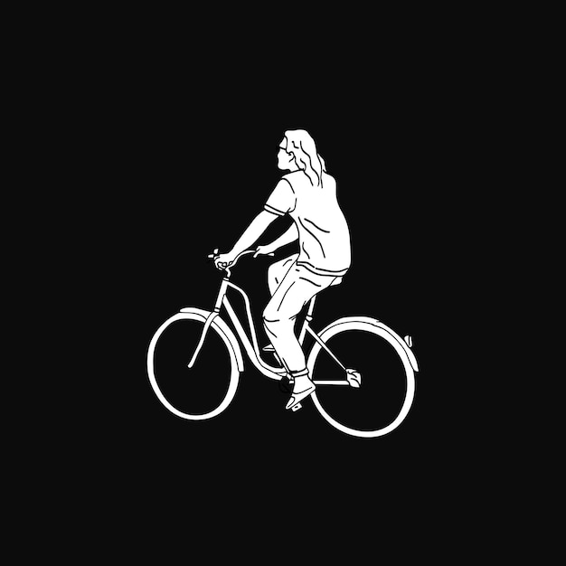 Uomo in bicicletta illustrazione disegnata a mano