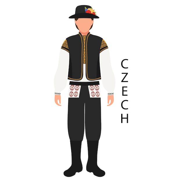 Vector a man in czech folk costume culture and traditions of the czech republic illustration vector