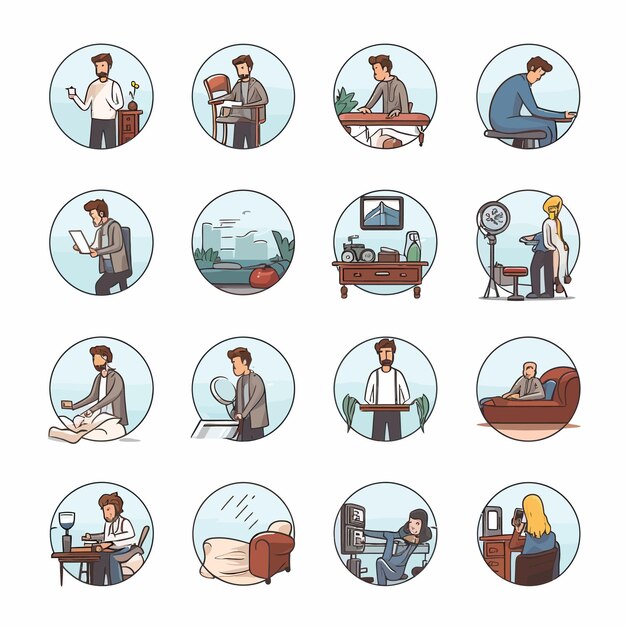 Man_Daily_Routine_Icons_vector