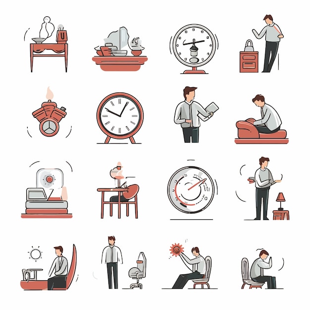 Vector man_daily_routine_icons_vector