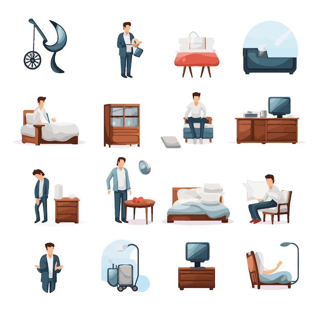 Vector man_daily_routine_icons_vector