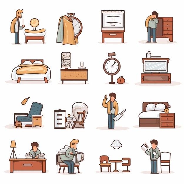 Vector man_daily_routine_icons_vector