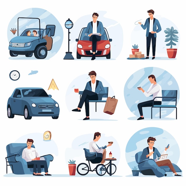 Vector man_daily_routine_icons_vector