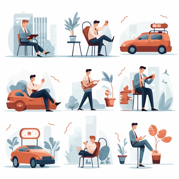 Man_daily_routine_icons_vector