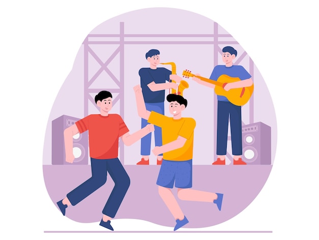 A man dancing with a friend on party and celebration illustration