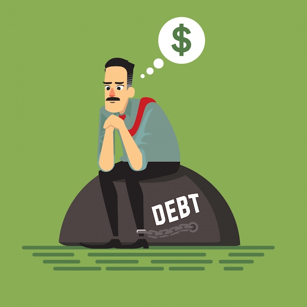 Man in debt illustration