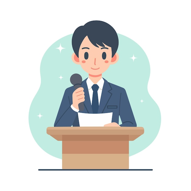 Vector a man delivering a speech simple flat design style illustration