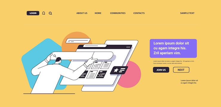Vector man developer creating website ui interface web application development program software optimization concept